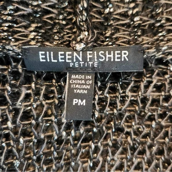 Eileen Fisher Women's Metallic linen Blend Metallic Open Knit Cardigan - Picture 5 of 8